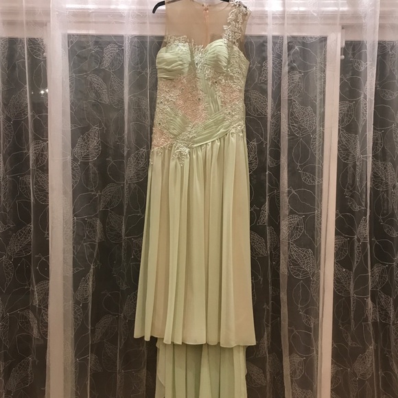 A-Line Formal Dress in Sage - Picture 2 of 8